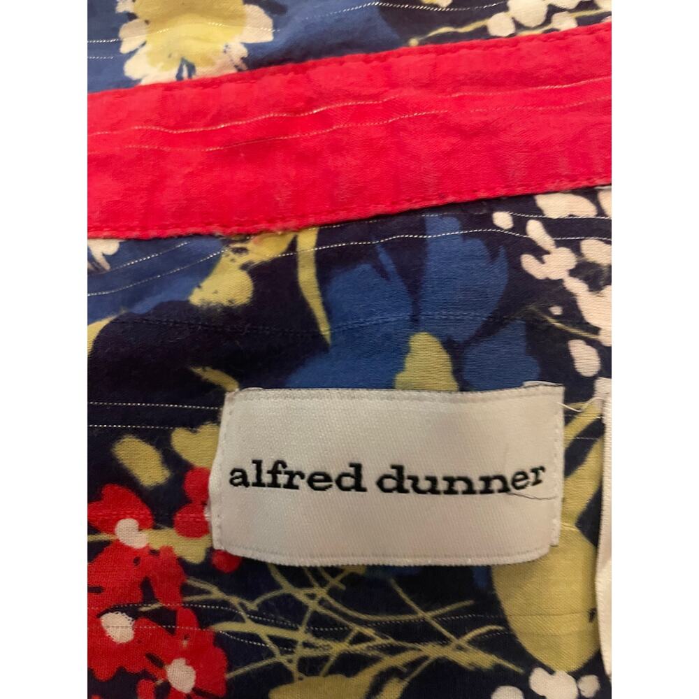 Alfred Dunner Woman Blue Floral Blouse Bracelet‎ 3/4 Sleeves Pockets Size 18W